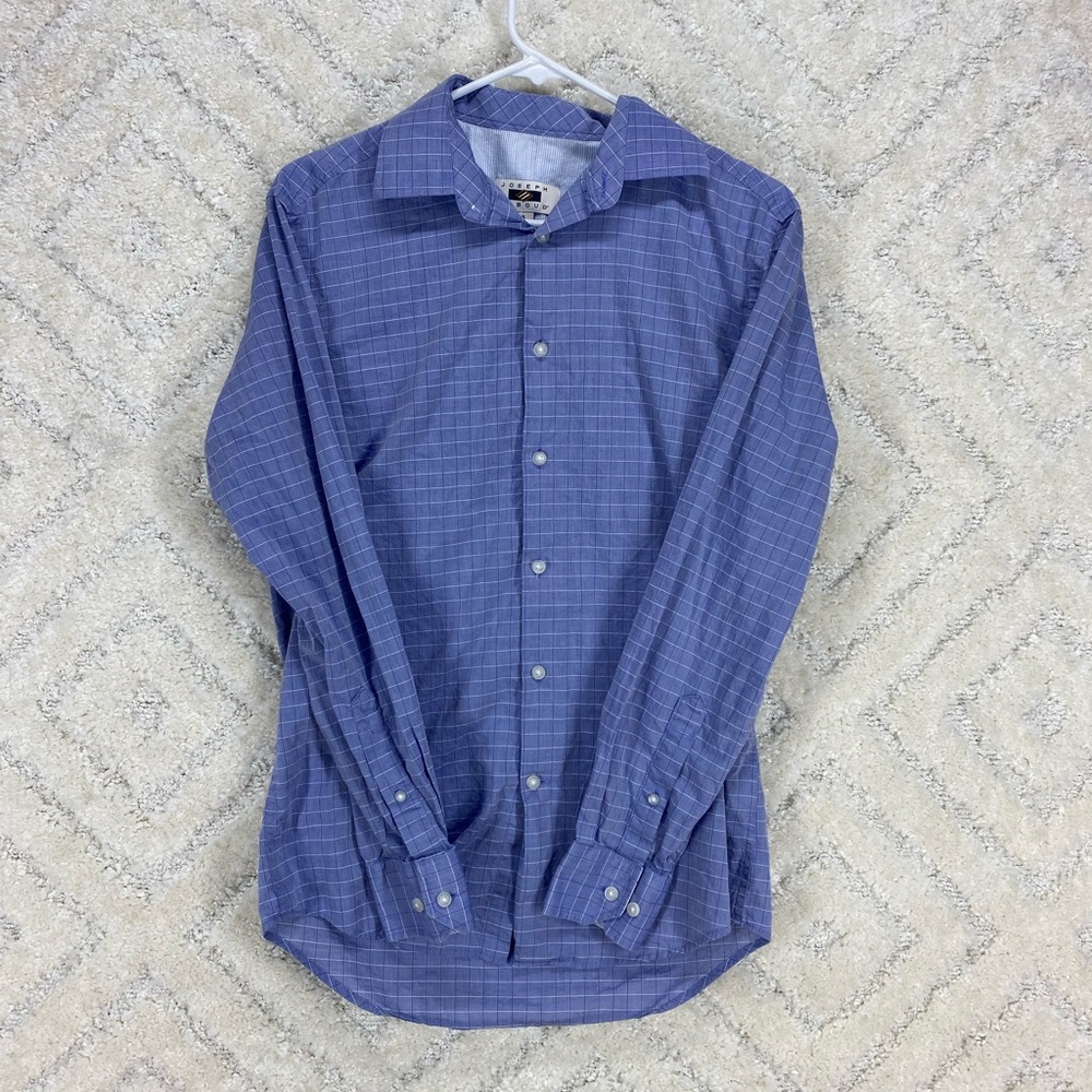 joseph abboud long sleeve button up blue checkered mens size small